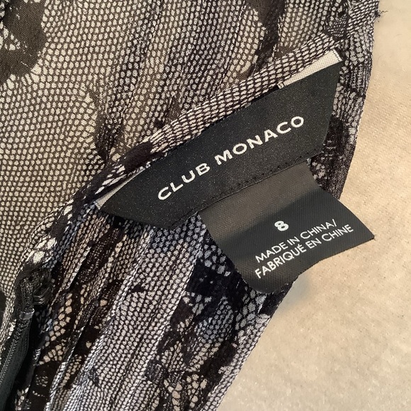 Club Monaco Silk Black and Gray Floral Dress Size 8 - Picture 8 of 12